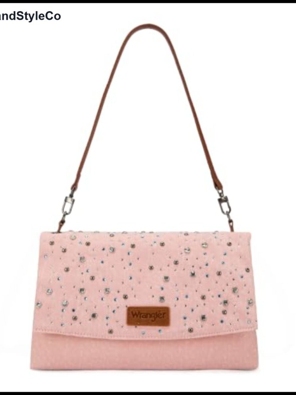 Rhinestone Denim Crossbody Shoulder Bag Stud Accent Flap Purse